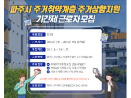 파주시, 주거취약계층 주거상향 전담인력 공개 모집 기사 이미지