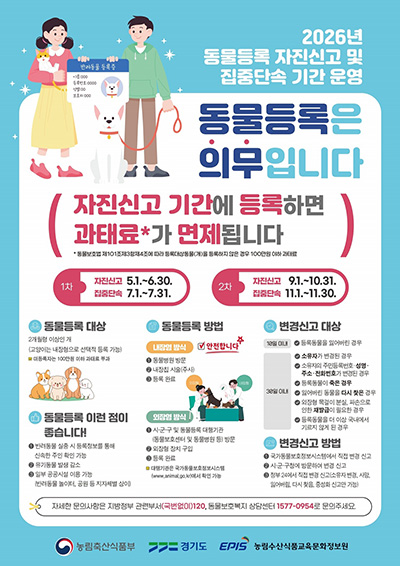 파주시, 동물등록 자진신고 기간 운영으로 반려문화 정착 나서